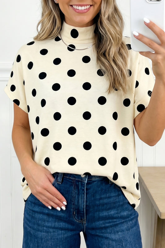 Beige Polka Dot Top
