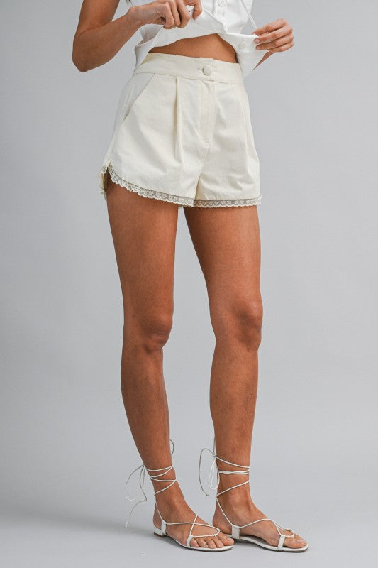 Lace trim shorts