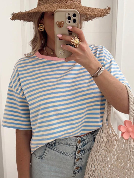Sky Blue Striped Tee