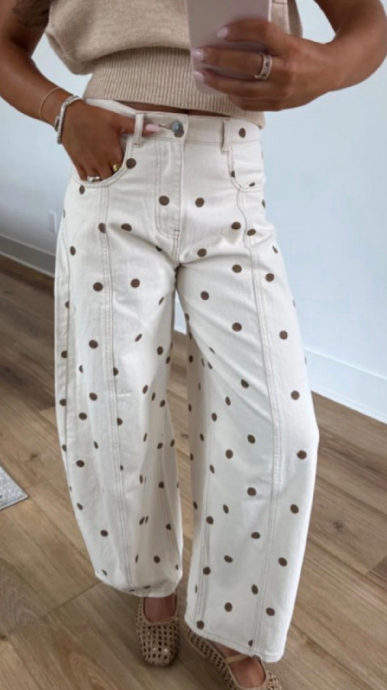 Polka Dot Brown Jeans