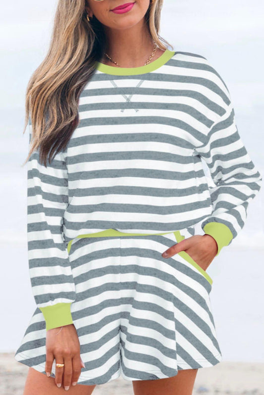Striped Loose Shorts Set